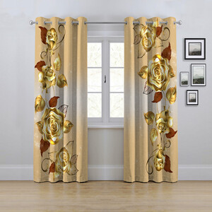 پرده مدل پانچی طرح گل رز سایز 280x145 سانتی متر