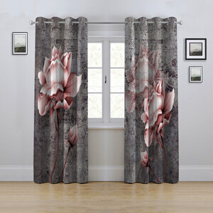 پرده مدل پانچی طرح گل سه بعدی سایز 280x145 سانتی متر