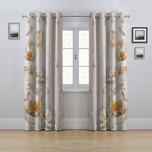 پرده مدل پانچی طرح گل سایز 280x145 سانتی متر