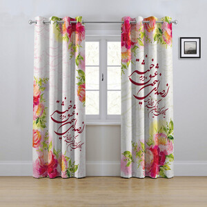 پرده مدل پانچی طرح نستعلیق و گل سایز 280x145 سانتی متر