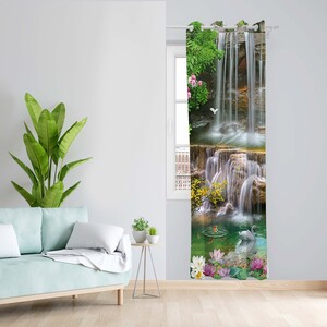 پرده طرح طبیعت مدل مخمل پانچی کد 5551L z سایز 140x200 سانتی متر