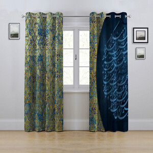 پرده مدل پانچی طرح نقاشی خط سایز 280x145 سانتی متر