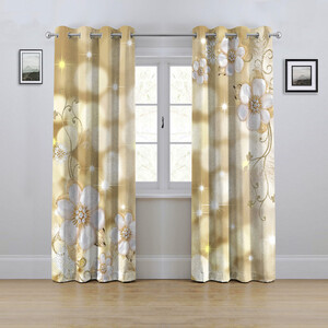 پرده مدل پانچی طرح گل و حباب سایز 280x145 سانتی متر