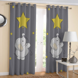 پرده مدل هازان چاپی طرح فیل کد 7229 سایز 280x140 سانتی متر