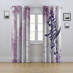 پرده مدل پانچی طرح نقاشی خط سایز 280x145 سانتی متر