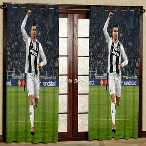 پرده مدل فوتبالی مخمل پانچی کد 1205 سایز 140x280 سانتی متر