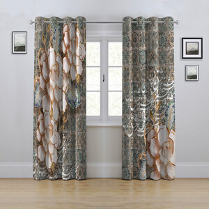 پرده مدل پانچی طرح گل سه بعدی سایز 280x145 سانتی متر