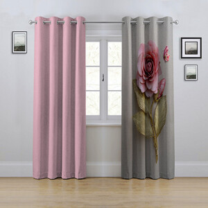 پرده مدل پانچی طرح گل سه بعدی سایز 280x145 سانتی متر