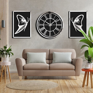 تابلو آینه مدل پروانه بسته دو عددی به همراه ساعت