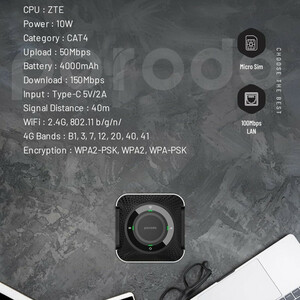 مودم 4G LTE قابل حمل پرودو مدل PD-4GCPME-BKGY PORTABLE ROUTER