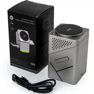 شارژر وایرلس 15 وات مدل R7 مناسب موبایل، ایرپاد و اپل واچ