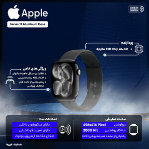 ساعت هوشمند 46 میلی متری اپل مدل Series 11 Aluminum Case با بند سیلیکونی با 18 ماه گارانتی