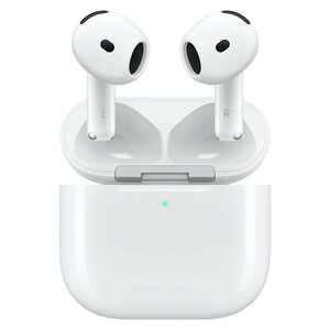 هدفون بلوتوثی اپل مدل AirPods 4 فاقد قابلیت نویز کنسلینگ، درگاه شارژ USB Type-C، شارژ بی سیم، با قابلیت اتصال به چند دستگاه، پشتیبانی از فرمان لمسی، نشانگر LED، پشتیبانی از دستیار صوتی، مقاوم در برابر آب