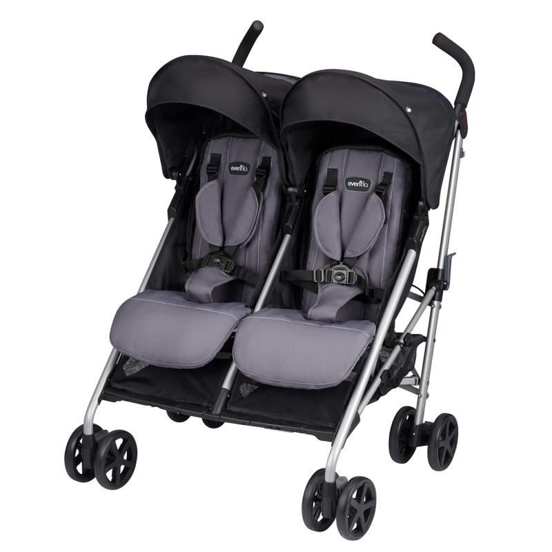 کالسکه دوقلو اونفلو مدل میننو  Evenflo Minno Twin Double Stroller, Glenbarr Grey