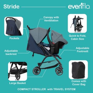 کالسکه و کریر اونفلو مدل استرایدEvenflo - Stride Travel System