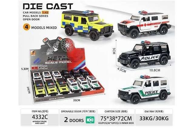 ماشین فلزی آمبولانس و پلیس / عمده / باکس 12 عددی