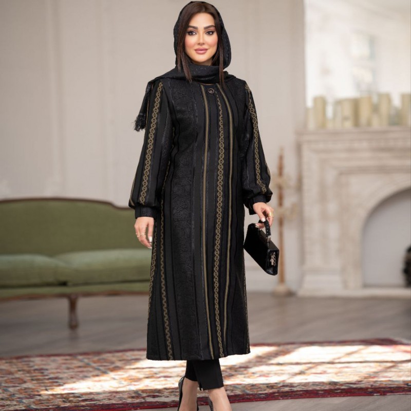 مانتو مشکی سایز بزرگ مدل ملین کد 1550