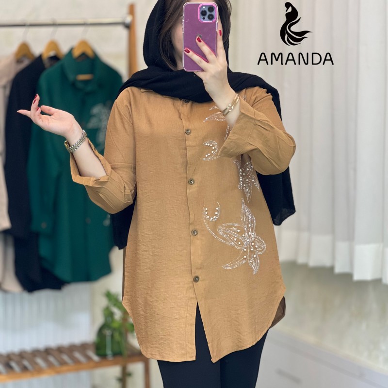 مانتو شومیزی نگین دوزی مدل پروانه