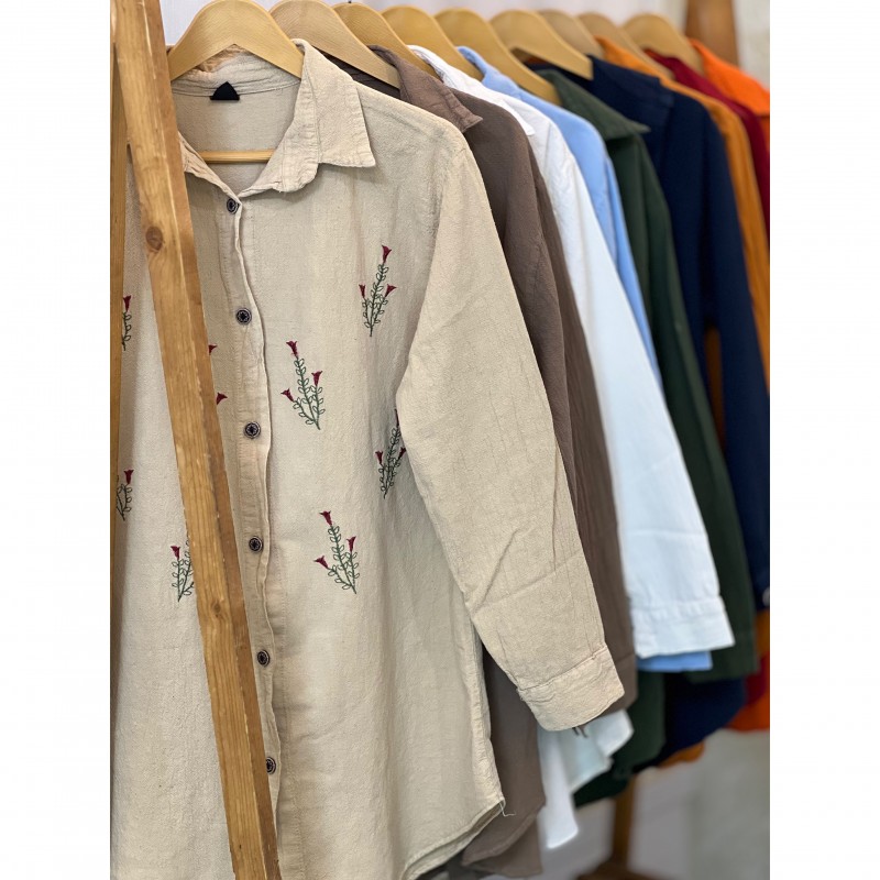 مانتو گلدوزی الیاف طبیعی مدل رز