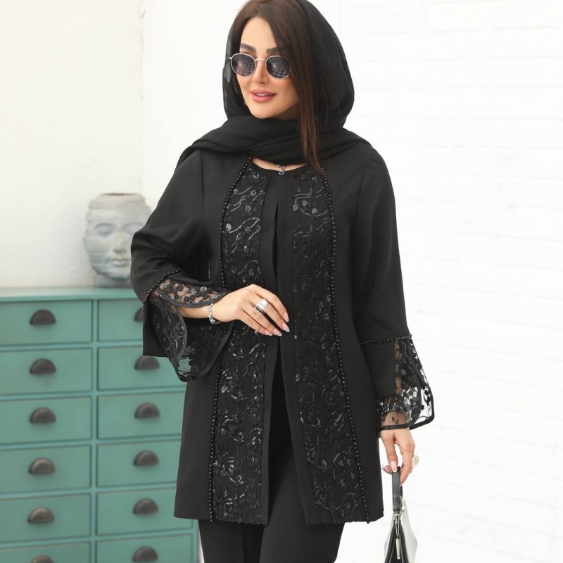 مانتو مزونی پولکدوزی مدل دیبا