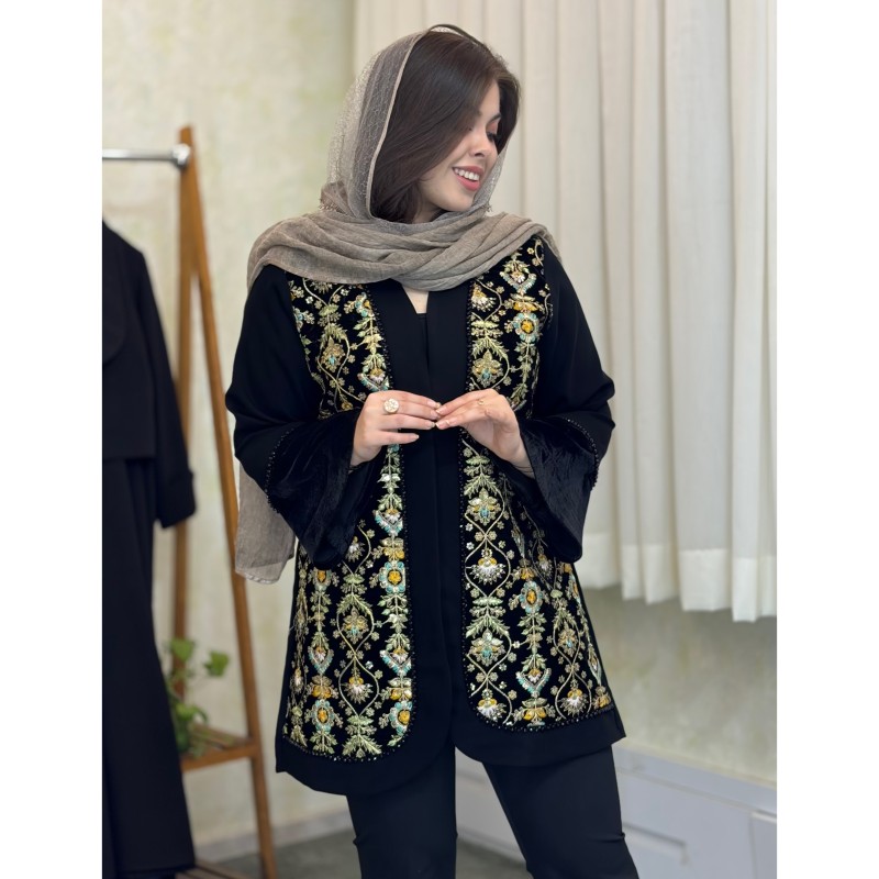 مانتو مزونی سوزندوزی عیدانه مدل ژاسمین