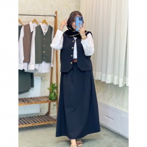 ست اقتصادی سه تیکه (شومیز دامن جلیقه) مدل موکا