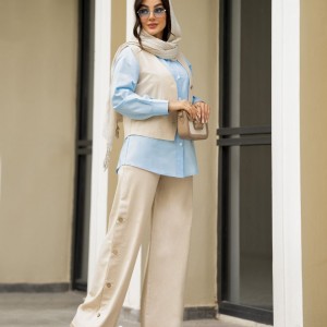 ست شومیز شلوار و جلیقه زنانه مدل ترانه