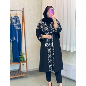 مانتو بلند زنانه جلوبسته مدل رزا