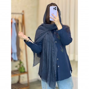 شال نخی راه راه چهار طرف ریش دار کد 1515