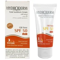 کرم ضد آفتاب هیدرودرم بژ متوسط مناسب برای پوست چرب و جوش دار SPF 50 وزن 50 گرمی