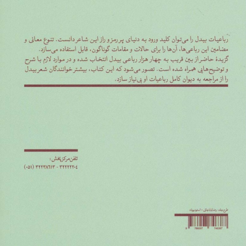 کتاب گزیده رباعیات بیدل اثر علی میرافضلی