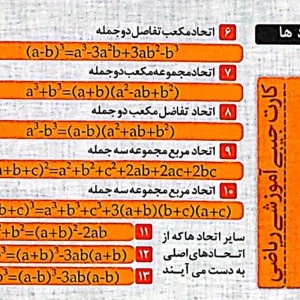 کتاب کارت آموزشی ریاضی اتحادها گلاسه