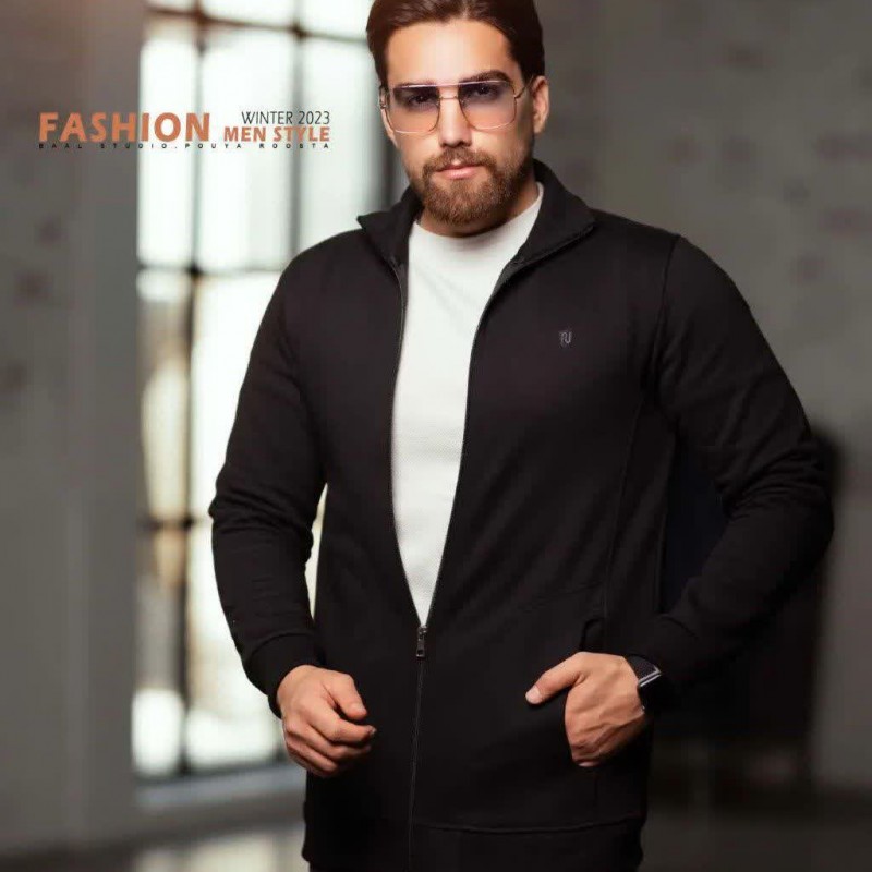 سویشرت دورس پنبه ای سه نخ یقه ایستاده