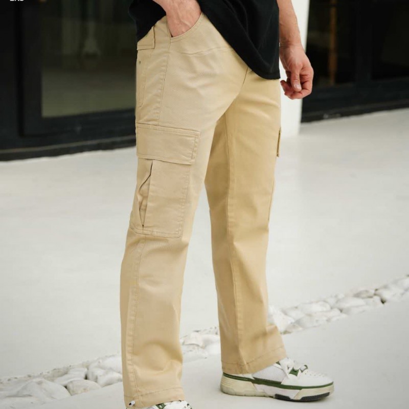 شلوار کتان پنبه کارگو شش‌جیب مردانه | راحت و باکیفیت | پوشاک پویاک   B4033 بدون استوپر