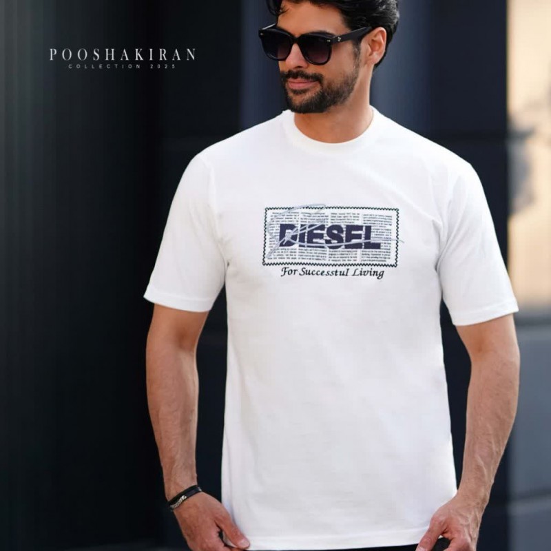 تیشرت پنبه دیزل آستین کوتاه۹۴۳ تکه دوزی و گلدوزی