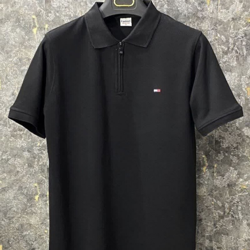 پولوشرت مشکی پنبه نیم زیپ۱٠٠۵