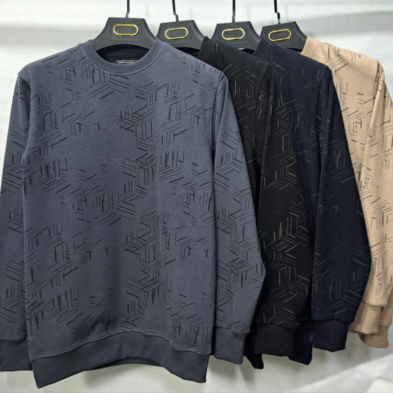 بلوز سلانیک پنبه‌ای یقه‌گرد چاپی مردانه | مناسب پاییز و زمستان | پوشاک پویاک۱٠۲۲