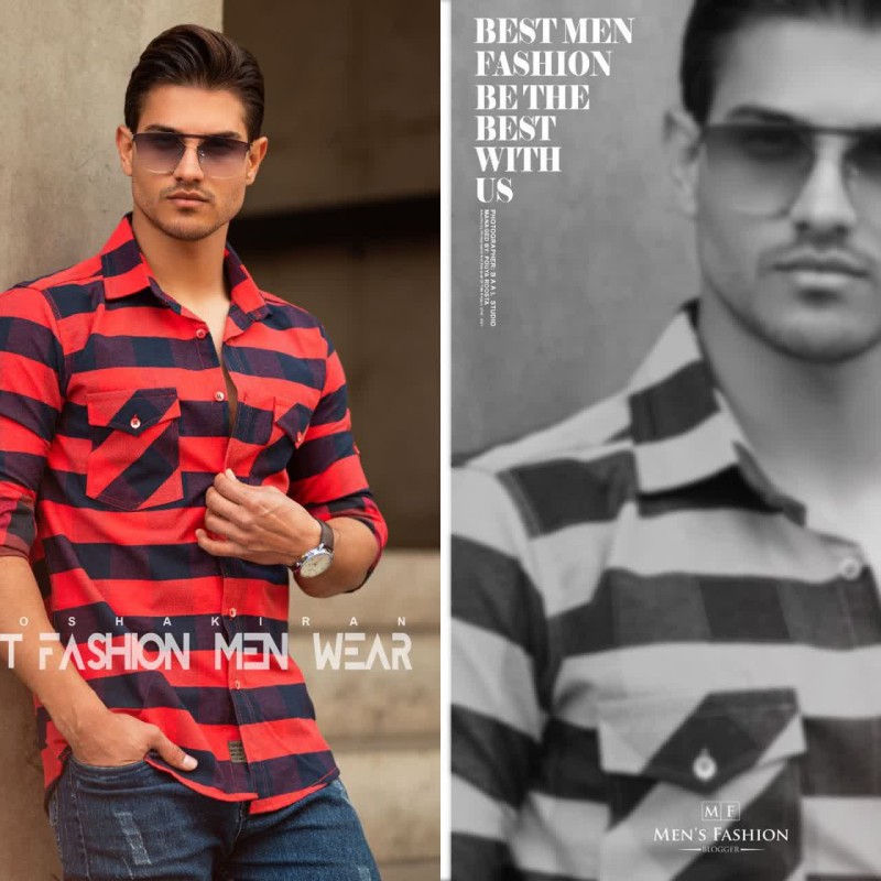 پیراهن پشمی اسپرت مردانه دوجیب | قواره استاندارد و تنخور عالی۵۱۴