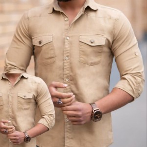 پیراهن کوتینگ دوجیب بسیار با کیفیت تنخور عالی۵۱۵