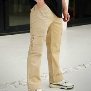 شلوار کتان پنبه کارگو شش‌جیب مردانه | راحت و باکیفیت | پوشاک پویاک   B4033 بدون استوپر