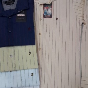 پیراهن مردانه راه‌راه گلدوزی R | پیراهن نخی کشی باکیفیت | پوشاک پویاک کد 267