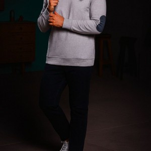 بلوز دورس سه‌نخ یقه‌گرد پنبه‌ای مردانه | گلدوزی پشت آرنج و سینه | کد 933