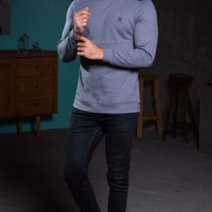 بلوز دورس سه‌نخ یقه‌گرد پنبه‌ای مردانه | گلدوزی پشت آرنج و سینه | کد 933