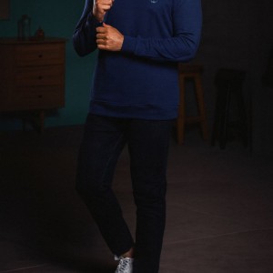 بلوز دورس سه‌نخ یقه‌گرد پنبه‌ای مردانه | گلدوزی پشت آرنج و سینه | کد 933