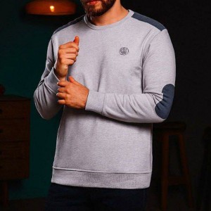 بلوز دورس سه‌نخ یقه‌گرد پنبه‌ای مردانه | گلدوزی پشت آرنج و سینه | کد 933