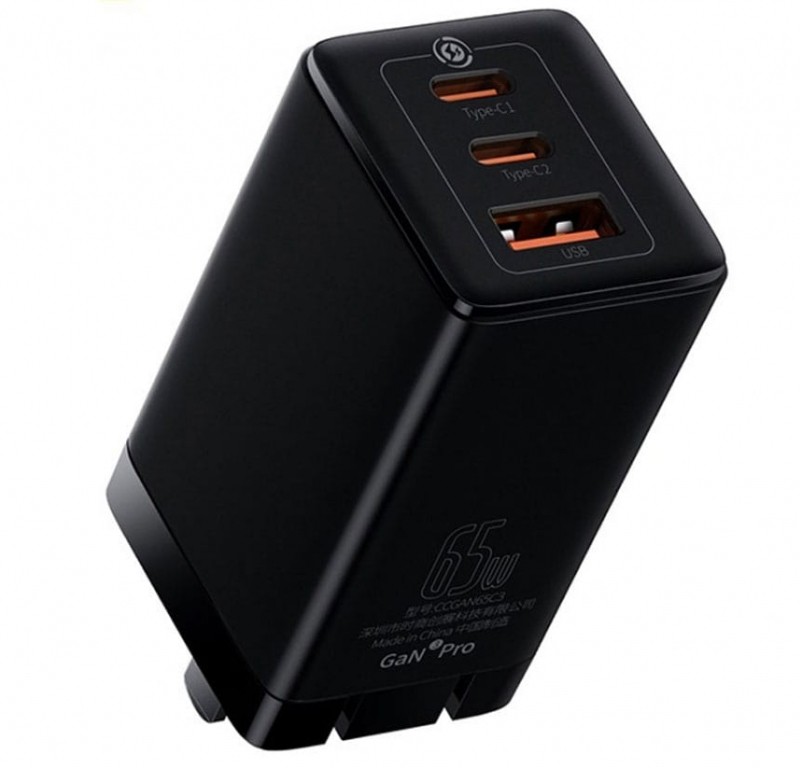 شارژر ۶۵ وات سه پورت بیسوس Baseus Home Charger GaN3 Pro 2Type-C + USB 65W CCGAN65C3