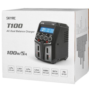 شارژر باتری SKYRC T100 DUAL دو بانده  | ۱۰۰ وات با دو خروجی مستقل و صفحه نمایش LCD