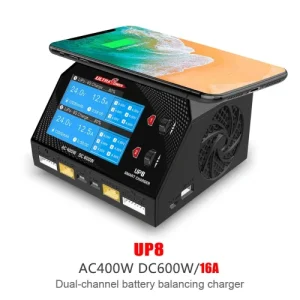 شارژر دو کاناله Ultra Power UP8 | ۶۰۰ وات DC با جریان ۱۶ آمپر و صفحه نمایش ۳.۵ اینچی رنگی