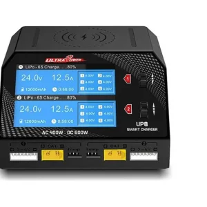 شارژر دو کاناله Ultra Power UP8 | ۶۰۰ وات DC با جریان ۱۶ آمپر و صفحه نمایش ۳.۵ اینچی رنگی