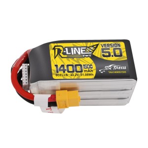 باتری Tattu R-Line Version 5.0 1400mAh 6S 150C LiPo XT60 | باتری حرفه‌ای FPV